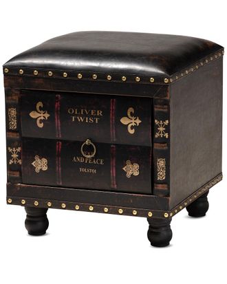 Design Studios Discontinued Design Studios Charlier Rustic Antique Inspired Upholstered Wood Storage Ottoman