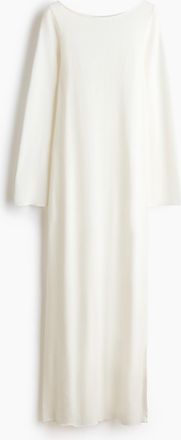 H&M Feinstrickkleid mit U-Boot-Ausschnitt - Weiss