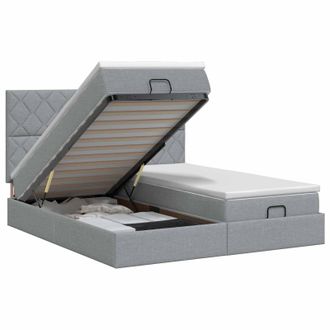 vidaXL Letto Ottomano Con Materasso 2 Pz Grigio Chiaro Tessuto Vidaxl