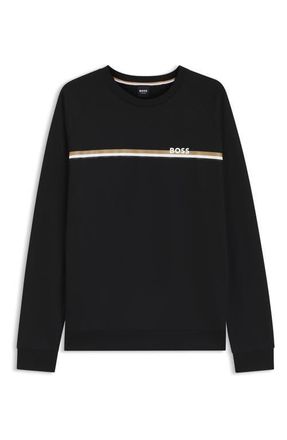 BOSS Authentic Stripe Sweatshirt in Black at Nordstrom, Size Xx-Large