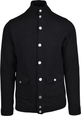 Daniele Alessandrini Cardigan met knopen - Heren - Vesten - Zwart - L - Wol - Truien & Vesten