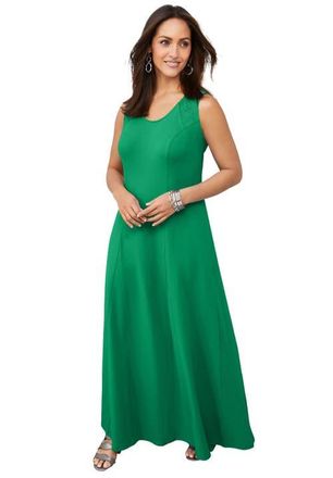Jessica London Stretch Cotton Crochet-Back Maxi Dress in Kelly Green at Nordstrom, Size 16