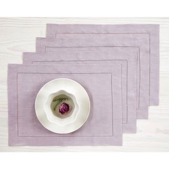 Solino Home Linen Placemats - Classic Hemstitch, 14 x 19 in Lilac at Nordstrom, Size Medium