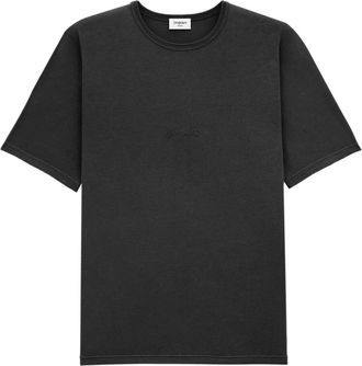 Saint Laurent Tops, Heren, Zwart, XL, Katoen, T-shirt met ronde hals