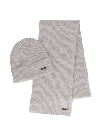 Borsalino virgin-wool beanie and scarf set - unisex - Virgin Wool - One Size - Grey