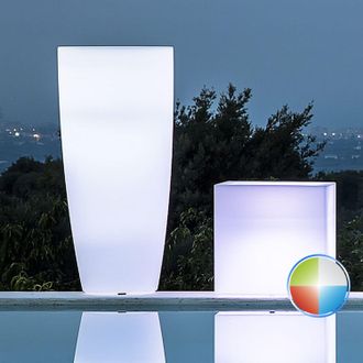 Monacis Vaso Luminoso Modernon Di Design &Oslash;33 H70 In Polimero Resistente Con Led Multicolor Con Bateria E Solare Per Interno Ed Esterno - Made In Italy