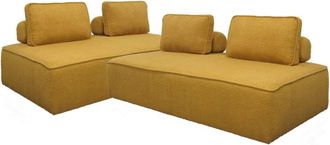 Sweeek Sof&aacute; modular en tejido borreguito, 4 plazas, mostaza