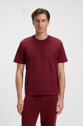 HUGO BOSS Pyjamaoberteil BOSS Waffle T-Shirt, Herren, Gr. XXL, rot (dunkelrot 602), Obermaterial: 60% Baumwolle, 40% Polyester, regular fit, Rundhals, Shirts Py
