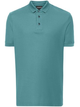Emporio Armani piqu&eacute;-weave cotton polo shirt - men - Cotton - L - Blue