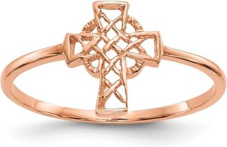 Diamond2Deal 14k Rose Gold Polished Celtic Cross Ring