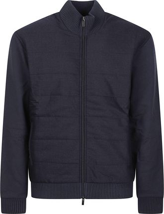 Fay Zip Cotton Ribbed Detail Zip-Up Jacket