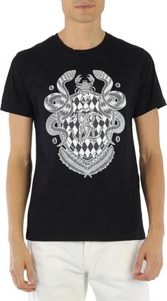 Roberto Cavalli Mens Black Coat Of Arms Soft Cotton T-shirt, Size Medium
