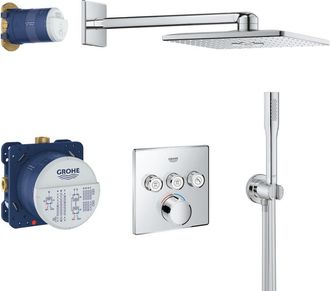 GROHE Grohtherm Smartcontrol Conjunto De Ducha Todo En 1 Con Cabezal De Ducha De 31 Cm + Teleducha De 1 Rociador, Cromo (3471200 - Grohe