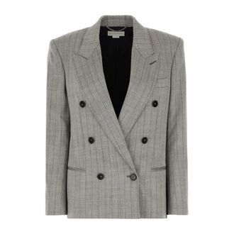 Stella McCartney Stella McCartney, Blazers, female, Gray, Size: 2XS Pinstripe Double-Breasted Blazer