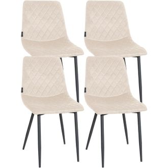 Clp Clp - Set De 4 Sillas De Comedor Telde En Terciopelo Crema