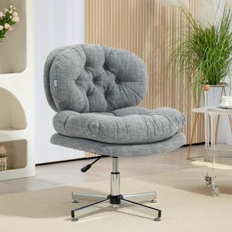 STILVORA Sedia Da Ufficio Ergonomica, Girevole E Con Altezza Regolabile Con Funzione Basculante, Rivestimento Effetto Lino, Grigio