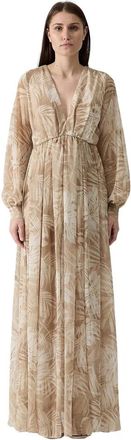 Ermanno Scervino Palm Print Maxi Jurk - Dames - Maxi kleedjes - Veelkleurig - XS - Polyester - Kleedjes