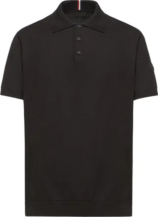 Moncler Moncler Logo Cotton Knit Polo, Men, Black, Size: Xxl