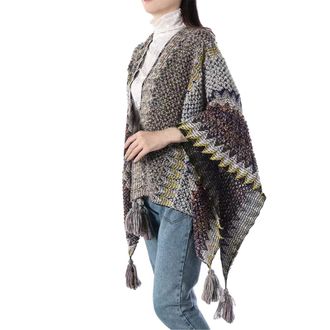 Generic Shawls And Wraps for Women Wedding Gofts Black Women Nationl Print Colourful Splice Poncho With Tassels Knitted Shawl Scarf Fringed Pashminas Sweater 