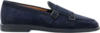 Santoni Schoenen, Heren, Blauw, 40 EU, Leer, Leren Moccasin