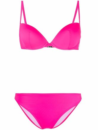 Emporio Armani logo-print underwire bikini - Pink