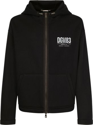 Dolce & Gabbana logo-print hooded jacket - men - Rayon - 50 - Black