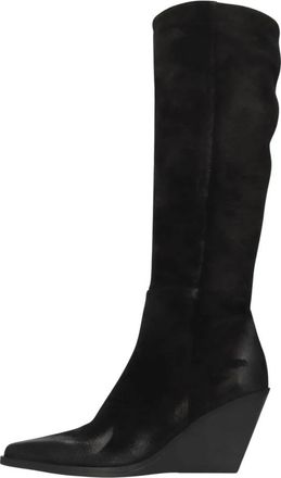 Elena Iachi Vegas Suede Wedge - Dames - Hoge Laarzen - Zwart - 38 EU - Leer - Schoenen