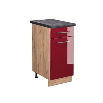 Vicco Mueble Bajo De Cocina Fame-line, Rojo Burdeos Alto Brillo, 40 Cm, Et Antracita Vicco