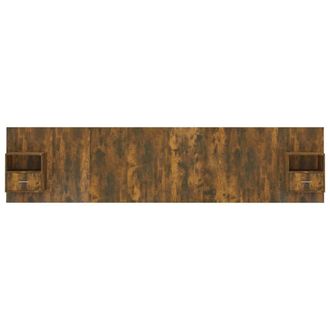 Berkfield Home Classic Bed Headboard with Cabinets Smoked Oak Engineered Wood in Brown