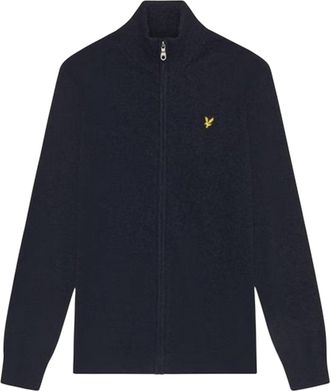Lyle & Scott Heren Geribbelde Zip Kraag Lange Mouwen Sweater Top (Marine Melange)