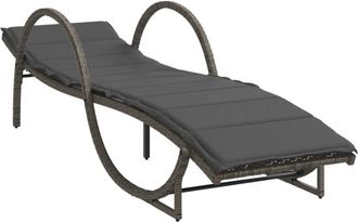 vidaXL Tumbona Con Coj&iacute;n Rat&aacute;n Sint&eacute;tico Gris 60x199x42 Cm Vidaxl