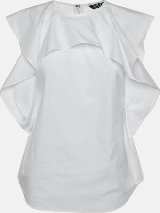 Ralph Lauren Lauren Ralph Lauren White Cotton Ruffled Sleeveless Top