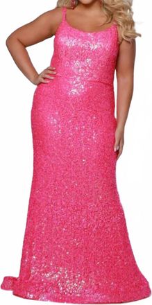 Johnathan Kayne Sequined Fitted Maxi Dress In Pink