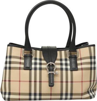 Burberry Nova Check Beige Canvas Tote Bag (Pre-Owned)
