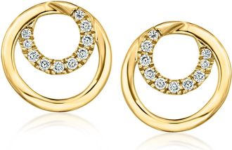 Ross-Simons Lab-Grown Diamond Double-Circle Earrings in 18kt Gold Over Sterling