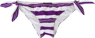 Dolce & Gabbana Womens Purple White Stripes Beachwear Bikini Bottom Nylon Elastane Clothing