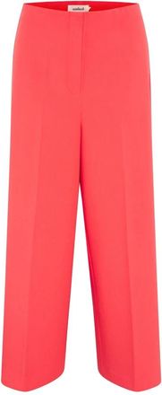 Soaked In Luxury Cropped Wide Leg Pants Hot Coral - Dames - Wijde Broeken - Rood - XS - Broeken