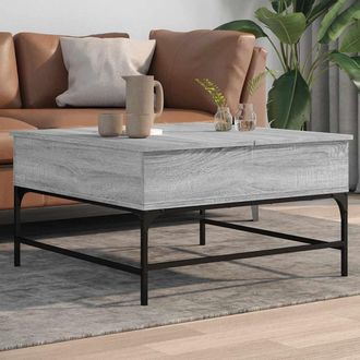vidaXL Mesa De Centro Madera Ingenier&iacute;a Metal Gris Sonoma 80x80x45 Cm Vidaxl
