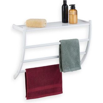 OEM Toallero De Pared, Alto X Ancho X Profundidad: 44 X 56,5 X 23 Cm, Estante Y 3 Barras, Soporte Para Toallas De Ba&ntilde;o, Blanco-crezuo