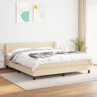 vidaXL Cama Box Spring Con Colch&oacute;n Tela Color Crema 160x200 Cm Vidaxl