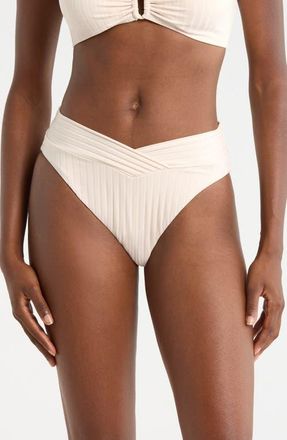 Sanctuary V-Front High Cut Bikini Bottoms in White Sand at Nordstrom, Size X-Large