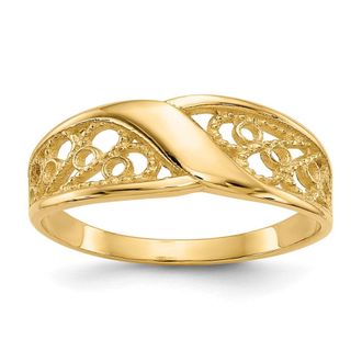 Diamond2Deal 14k Yellow Gold Polished Filigree Ring