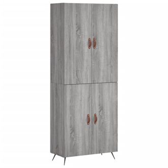 vidaXL Aparador Alto Madera Contrachapada Gris Sonoma 69,5x34x180 Cm Vidaxl