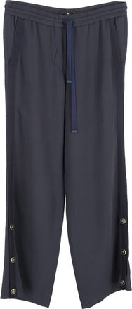 Etro Etro Artemis broek met trekkoord en knoopdetails in marineblauwe viscose