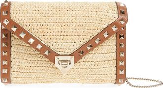Valentino Garavani Mini Rockstud Raffia Crochet Shoulder Bag in Natural at Nordstrom