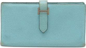 Herm&egrave;s Blue Atoll Epsom Leather Long Wallet (Bi-Fold) (Pre-Owned)
