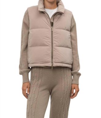 Moorer Stand Collar Sleeveless Down Vest In Beige