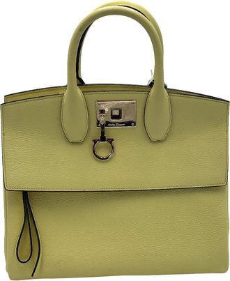 Ferragamo Studio Satchel Leather Yellow Leather Handbag (Pre-Owned)