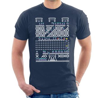 Cloud City 7 Oh No Its Christmas Lemmings Knit Pattern Mens T-Shirt Navy Blue