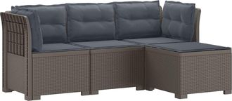 vidaXL Sof&aacute; De Jard&iacute;n Para 4 Personas Con Cojines Y Dise&ntilde;o De Rattan Vidaxl